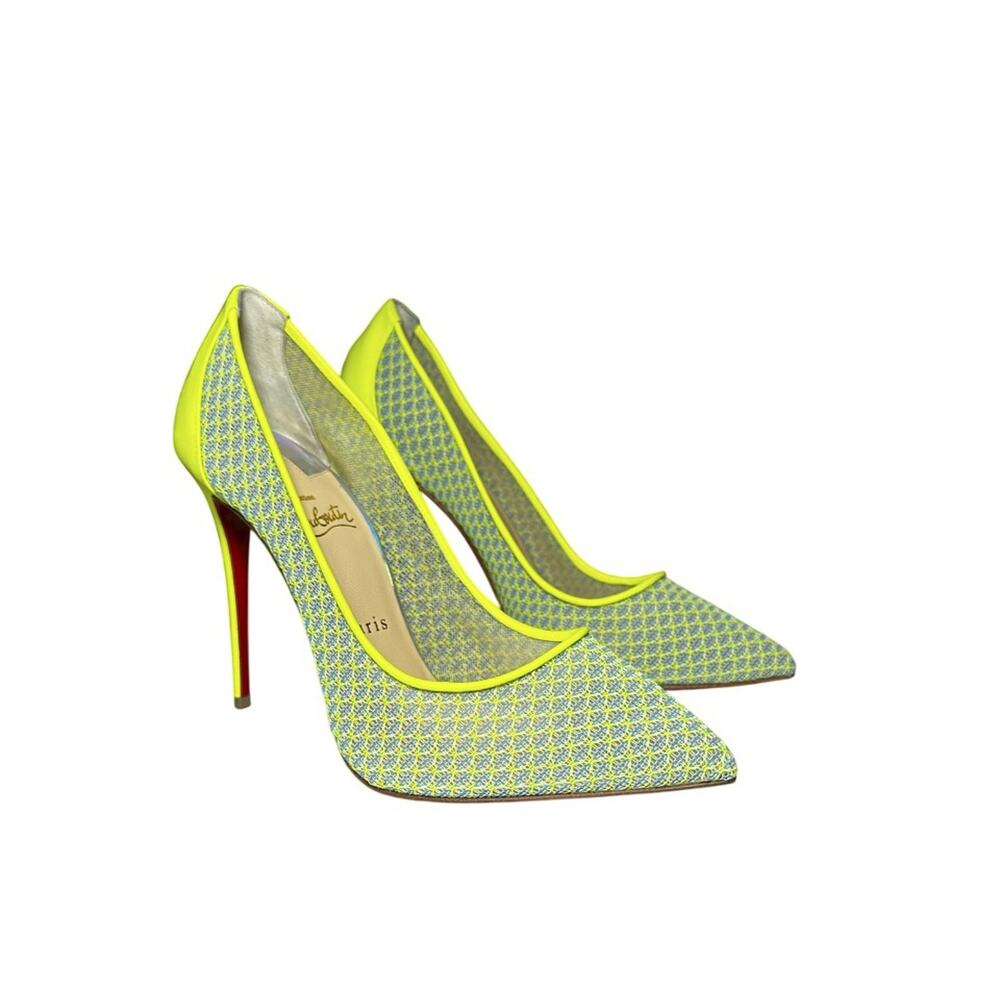 Christian Louboutin NIB Follies Lace Fluo Pointed Toe Heels Pumps 39.5 NEW